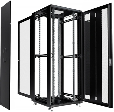 Шкаф серверный Cabeus (ND-05C-42U80/100-BK) напольный 42U 800x1000мм пер.дв.перфор. задн.дв.перфор. 800кг RAL 7035 900мм 132кг 220град. 2055мм IP20 сталь