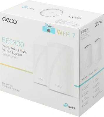 Бесшовный Mesh роутер TP-Link Deco BE65 Pro (DECO BE65 PRO(2-PACK)) BE9300 100/1000/2500/5000BASE-T белый (упак.:2шт)