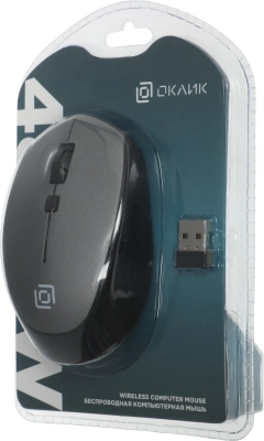 Мышь Оклик 488MW черный/серый оптическая 1600dpi беспров. USB для ноутбука 4but (1196571)