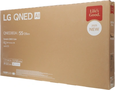 Телевизор LED LG 55" 55QNED80A6A.ARUG черный титан 4K Ultra HD 60Hz DVB-T DVB-T2 DVB-C DVB-S DVB-S2 USB WiFi Smart TV (RUS)