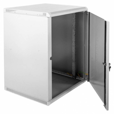 Шкаф коммутационный ЦМО ШРН-ЭКОНОМ (ШРН-Э-15.650) настенный 15U 600x650мм пер.дв.стекл 65кг серый 600мм 26.6кг 180град. 746мм