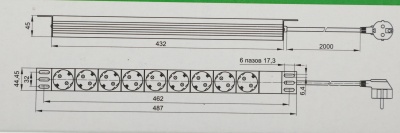 Блок распределения питания ITK PH22-7D2C131-P гор.размещ. 7xSchuko 2xC13 базовые 16A Schuko 2м