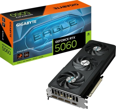 Видеокарта Gigabyte PCI-E 5.0 GV-N5060EAGLEMAX OC-8GD 1.0 NVIDIA GeForce RTX 5060 8Gb 128bit GDDR7 2550/28000 HDMIx1 DPx3 HDCP Ret