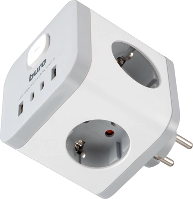 Сетевой разветвитель Buro BU-PW3UC-W (3 розетки) белый (коробка)