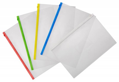 Папка на молнии Бюрократ -BPM4ARED A4+ полипропилен 0.15мм карм.для визит. цвет молнии красный