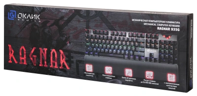 Клавиатура Оклик 935G RAGNAR механическая черный USB Multimedia for gamer LED (подставка для запястий) (1460068) кабель 1.2м