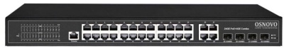 Коммутатор Osnovo SW-8244/L(400W) (L2+) 28x1Гбит/с 4xКомбо(1000BASE-T/SFP) 24PoE+ 400W управляемый