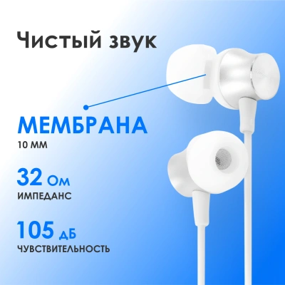 Гарнитура внутриканальные Оклик HS-S-240 1.2м белый проводные в ушной раковине (SS-E086)