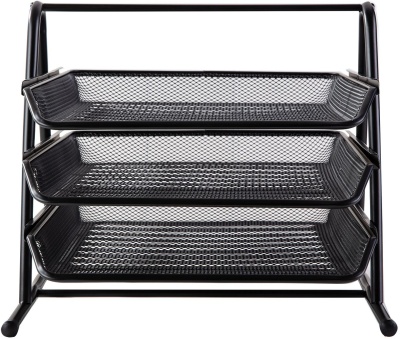 Лоток горизонтальный Deli E9181 для бумаг 350х278х275мм черный металл сетка