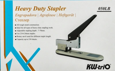 Степлер настольный Kw-Trio 050LB 050-LB 23/6 23/8 23/10 23/13 23/15 23/17 23/20 23/23 (210листов) черный/серый металл/пластик