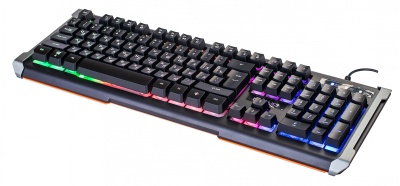 Клавиатура Оклик 717G BLACK DEATH черный/оранжевый USB Multimedia for gamer LED (476395) кабель 1.5м