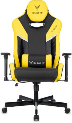Кресло игровое Knight Thunder 5X черный/желтый экокожа крестов. металл