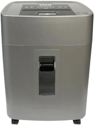 Шредер Office Kit SA375 серый/черный с автоподачей (секр.P-4) фрагменты 375лист. 42лтр. скрепки скобы пл.карты CD