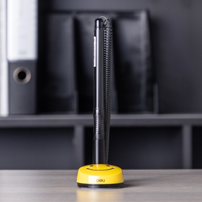 Ручка шариков. автоматическая Deli EQ50-BK черн/прозрачный d=0.7мм черн. черн. (1шт) на подставке резин. манжета