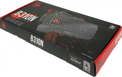 Клавиатура A4Tech B310N черный USB Multimedia for gamer LED (подставка для запястий) кабель 1.8м