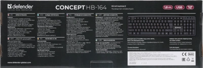 Клавиатура Defender HB-164 черный USB (45164) кабель 1.8м