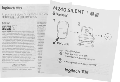 Мышь Logitech M240 Silent графитовый оптическая 4000dpi silent беспров. BT для ноутбука 2but (910-007078)