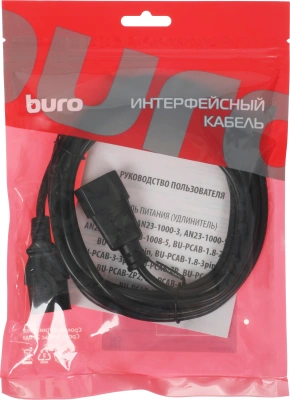 Кабель-удлинитель Buro IEC C13 IEC C14 3м (AN23-1008-3) черный (пакет)