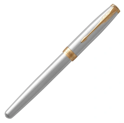 Ручка перьев. Parker Sonnet Core F527 (1931504) Stainless Steel GT F сталь нержавеющая подар.кор.