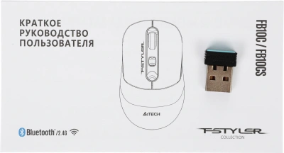 Мышь A4Tech Fstyler FB10C розовый оптическая 2000dpi беспров. BT/Radio USB 4but (FB10C BABY PINK)