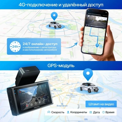 Видеорегистратор TrendVision Online Air 4G черный 1080x1920 1080p 160гр. GPS Allwinner V853