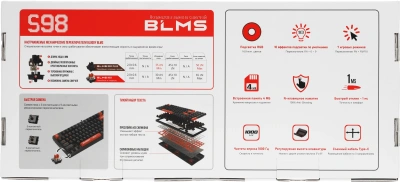 Клавиатура A4Tech S98 механическая красный/красный USB for gamer LED (S98 RED) кабель 1.8м