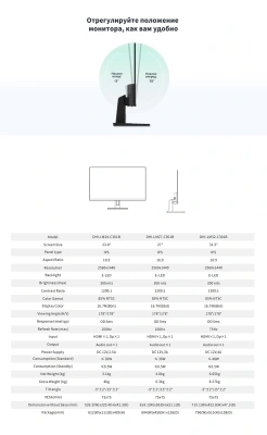Монитор Dahua 23.8" DHI-LM24-C301B черный IPS LED 5ms 16:9 HDMI матовая 1200:1 300cd 178гр/178гр 2560x1440 100Hz DP 2K 3.1кг