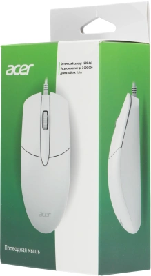 Мышь Acer OMW300 белый оптическая 1200dpi USB 3but (ZL.MCECC.01V)
