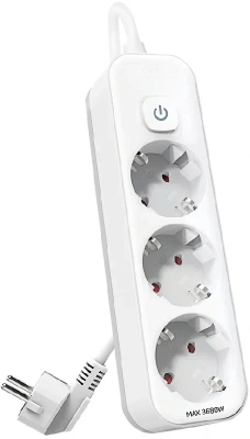 Сетевой фильтр Deli ET433 5м (3 розетки) белый (пакет ПЭ)