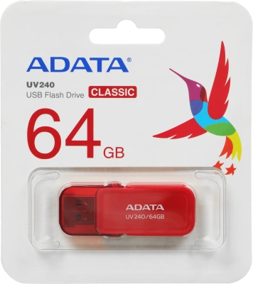 Флеш Диск A-Data 64GB UV240 AUV240-64G-RRD USB2.0 красный