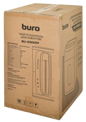 Шредер Buro Office BU-S1602M (секр.P-5) фрагменты 16лист. 30лтр. пл.карты CD