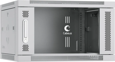 Шкаф коммутационный Cabeus (SH-05F-6U60/45) настенный 6U 600x450мм пер.дв.стекл 60кг серый 390мм 16кг 368мм IP20 сталь