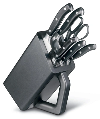 Набор ножей кухон. Victorinox Grand Maitre Cutlery Block 7.7243.6 (7.7243.6) компл.:6предм. с подставкой черный подар.коробка