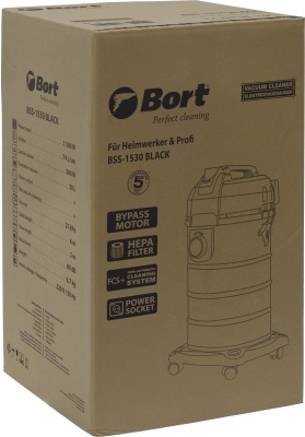 Строительный пылесос Bort BSS-1530 1500Вт (уборка: сухая/влажная/выдув/сбор воды) черный