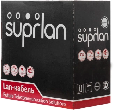 Кабель сетевой информационный Suprlan Standard 01-0320-1 кат.5E UTP 4 пары 24AWG LSZH внутренний 305м серый