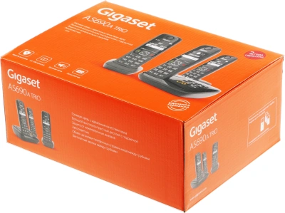 Р/Телефон Dect Gigaset AS690A Trio черный (труб. в компл.:3шт) автооветчик АОН