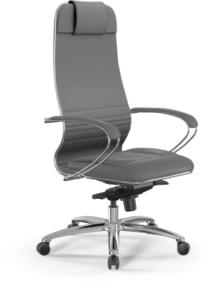 Кресло Метта Samurai KL-1 серый сиденье серый экокожа с подголов. крестов. алюминий хром