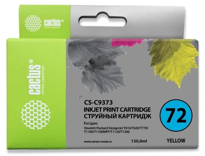 Картридж струйный Cactus CS-C9373 №72 фото желтый (130мл) для HP DJ T610/T620/T770/T1100/T1100/T1120/T1200 с чипом