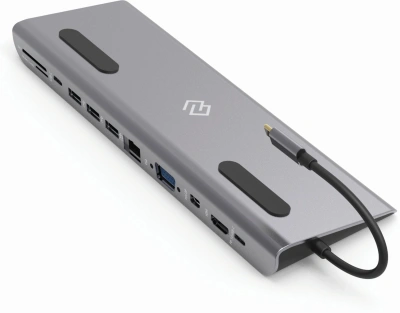 Стыковочная станция Digma DS-990UC_G USB Type-C серый 1xHDMI 1xDP 1xVGA 1xRJ-45 1xUSB Type-C 3xUSB 3.0
