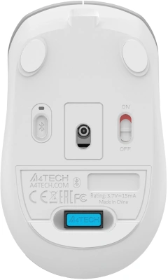 Мышь A4Tech Fstyler FB26CS Air2 серебристый/белый оптическая 2000dpi silent беспров. BT/Radio USB для ноутбука 4but (FB26CS AIR2 ICY WHITE)