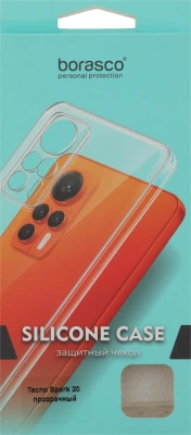 Чехол (клип-кейс) BoraSCO для Tecno Spark 20 Silicone Case прозрачный (72688)