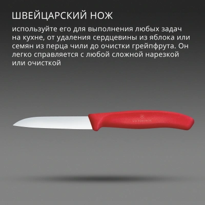 Нож кухонный Victorinox Swiss Classic 6.7401.C1 стальной разделочный для чистки овощей и фруктов лезв.80мм прямая заточка красный