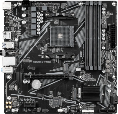 Материнская плата Gigabyte B550M K WF6E Soc-AM4 AMD B550 4xDDR4 mATX AC`97 8ch(7.1) GbLAN RAID+HDMI+DP