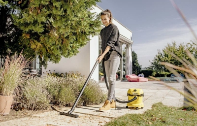 Строительный пылесос Karcher WD 2 Plus V-12/4/18 1000Вт (уборка: сухая/влажная/выдув/сбор воды) желтый