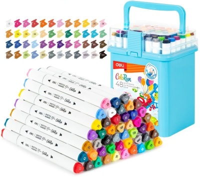 Набор маркеров для скетчинга Deli EC187-48 ColoRun 11мм 150мм трехгр. двойной пиш. наконечник 1-5мм 48цв. ассорти пластиковая коробка (48шт.)