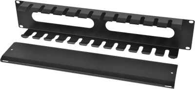 Кабельный органайзер горизонтальный ЦМО ГКЗ-2U-9005 односторонний окна 2U шир.:19" глуб.:57мм