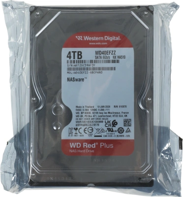 Жесткий диск WD SATA-III 4TB WD40EFZZ NAS Red Plus (5400rpm) 128Mb 3.5"