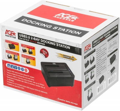 Док-станция для HDD AgeStar 3UBT8 SATA III USB3.0 пластик/алюминий серебристый 2