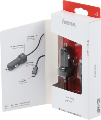 Автомобильное зар./устр. Hama H-173618 15W 3A (PD) универсальное черный (00173618)