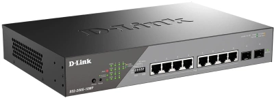 Коммутатор D-Link DSS-200G-10MP/A1A (L2) 8x1Гбит/с 2SFP 8PoE+ 130W настраиваемый